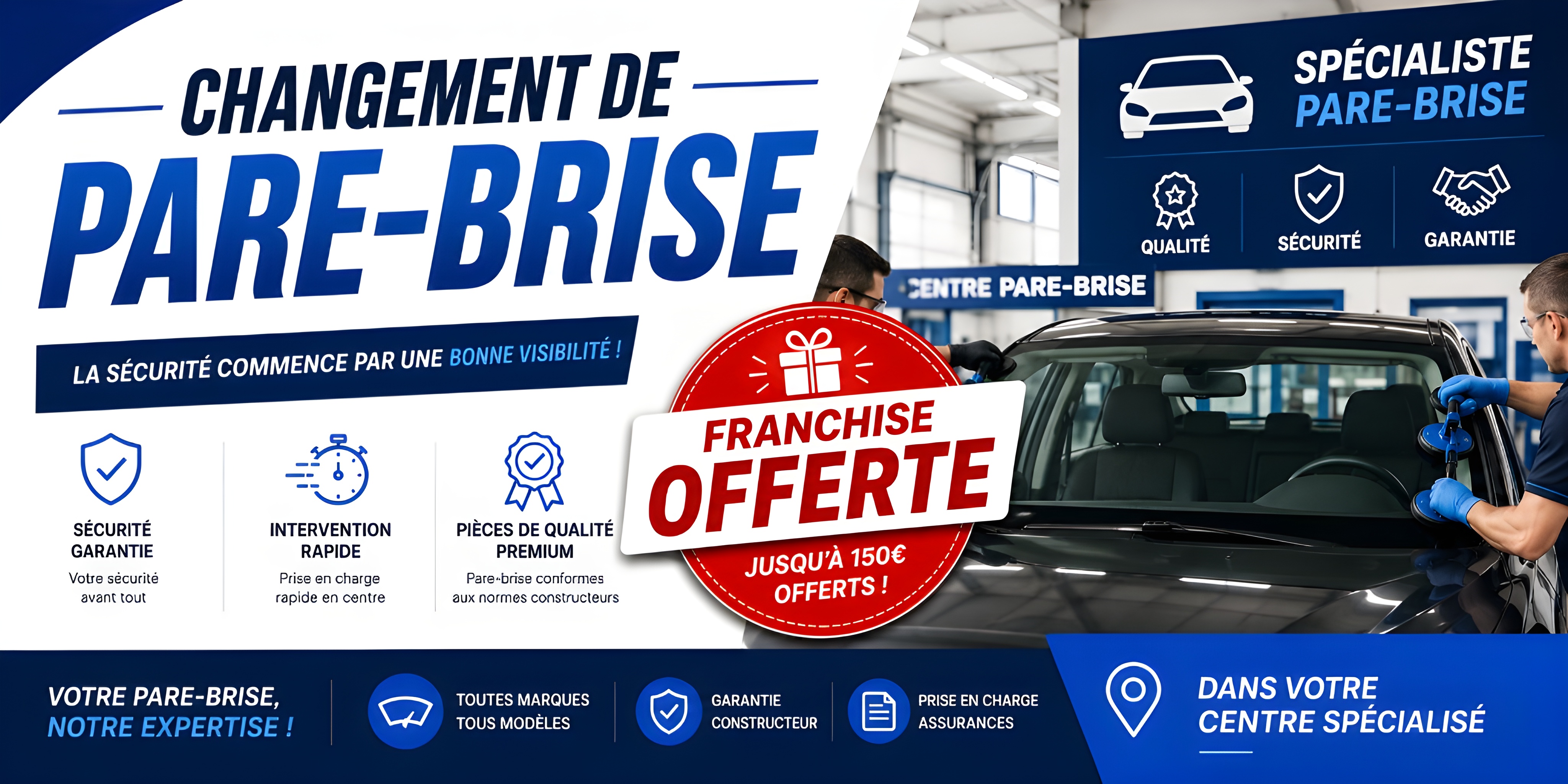 Changement pare-brise toutes assurances